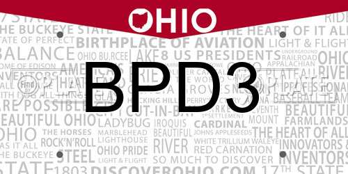 BPD3 Ohio License Plate