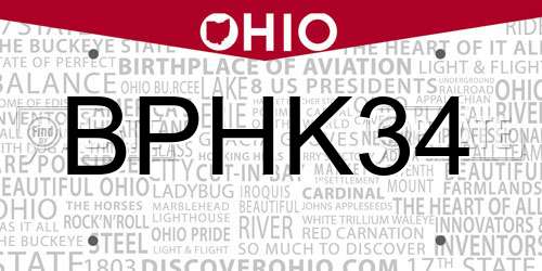 BPHK34 Ohio License Plate