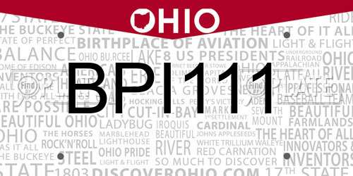 BPI111 Ohio License Plate