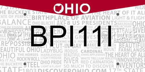 BPI11I Ohio License Plate