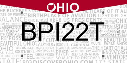 BPI22T Ohio License Plate