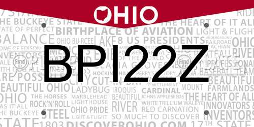 BPI22Z Ohio License Plate