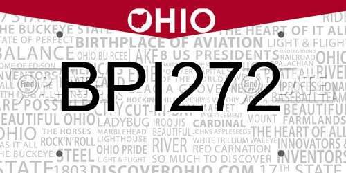 BPI272 Ohio License Plate