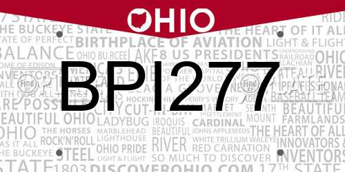 BPI277 Ohio License Plate