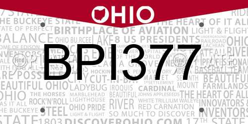 BPI377 Ohio License Plate