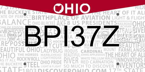 BPI37Z Ohio License Plate