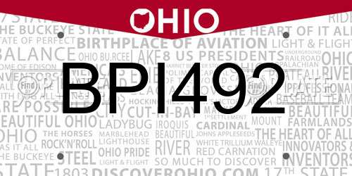 BPI492 Ohio License Plate