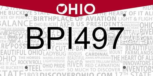 BPI497 Ohio License Plate