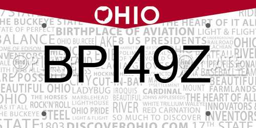 BPI49Z Ohio License Plate