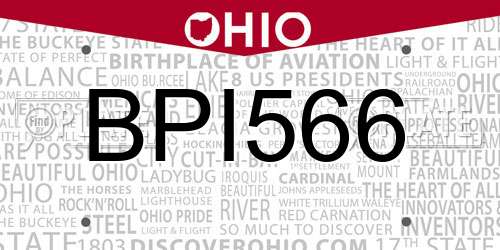 BPI566 Ohio License Plate