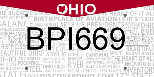 BPI669 Ohio License Plate