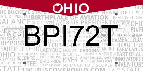 BPI72T Ohio License Plate