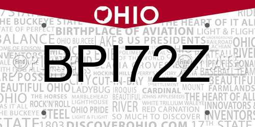 BPI72Z Ohio License Plate