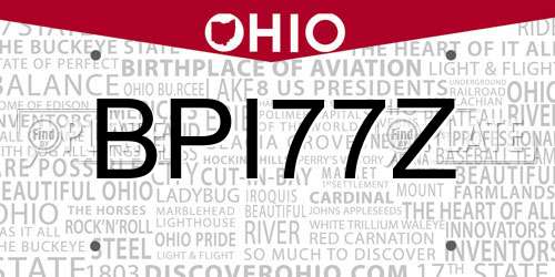 BPI77Z Ohio License Plate