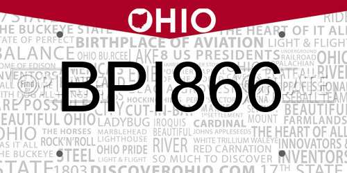 BPI866 Ohio License Plate