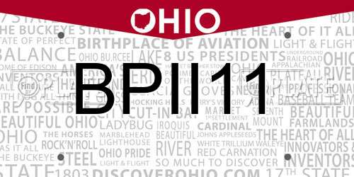 BPII11 Ohio License Plate