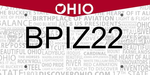 BPIZ22 Ohio License Plate