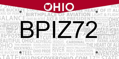 BPIZ72 Ohio License Plate