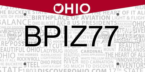 BPIZ77 Ohio License Plate