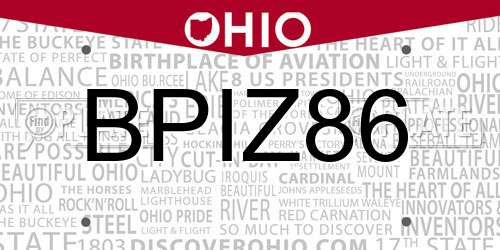 BPIZ86 Ohio License Plate