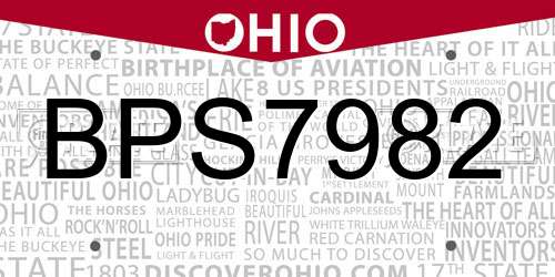 BPS7982 Ohio License Plate