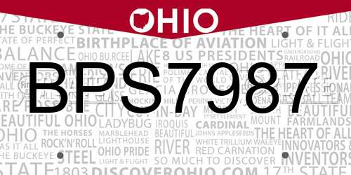 BPS7987 Ohio License Plate