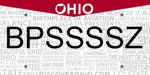 BPSSSSZ Ohio License Plate