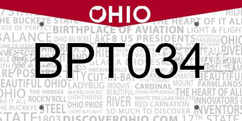 BPT034 Ohio License Plate
