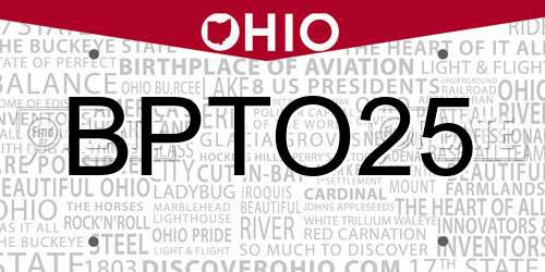 BPTO25 Ohio License Plate