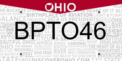 BPTO46 Ohio License Plate