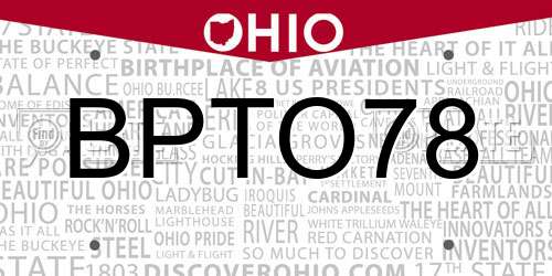 BPTO78 Ohio License Plate