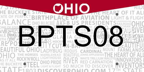 BPTS08 Ohio License Plate