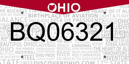 BQ06321 Ohio License Plate