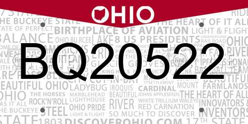 BQ20522 Ohio License Plate