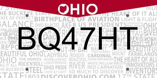 BQ47HT Ohio License Plate