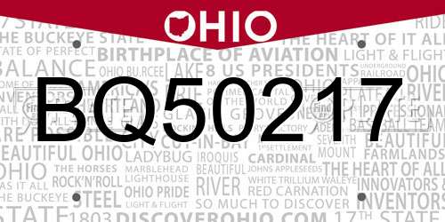 BQ50217 Ohio License Plate
