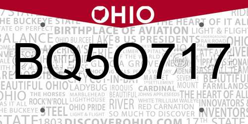 BQ5O717 Ohio License Plate