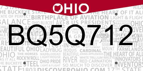 BQ5Q712 Ohio License Plate
