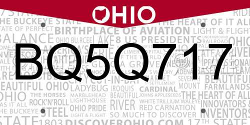 BQ5Q717 Ohio License Plate