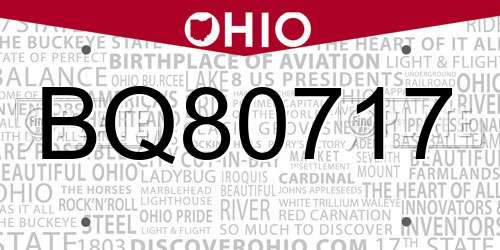 BQ80717 Ohio License Plate