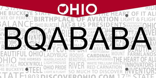 BQABABA Ohio License Plate