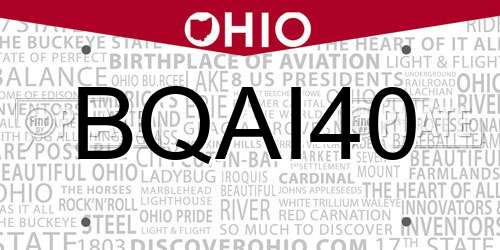 BQAI40 Ohio License Plate