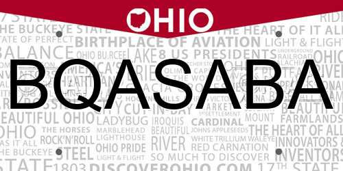 BQASABA Ohio License Plate