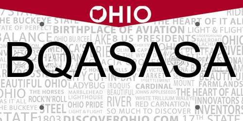 BQASASA Ohio License Plate