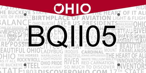 BQII05 Ohio License Plate