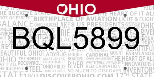 BQL5899 Ohio License Plate