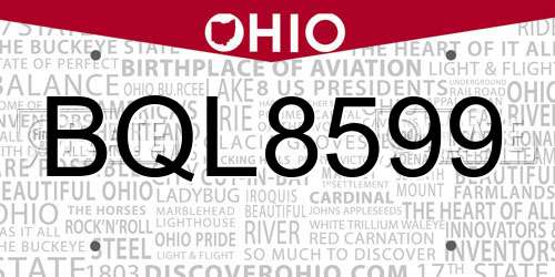 BQL8599 Ohio License Plate