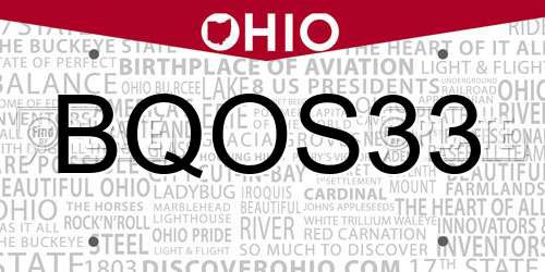 BQOS33 Ohio License Plate