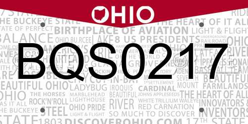 BQS0217 Ohio License Plate