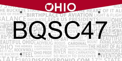 BQSC47 Ohio License Plate